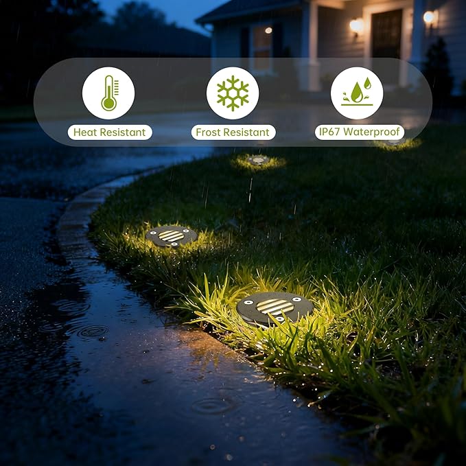 Low Voltage Landscape Lights with Connectors Grated Top Anti-Glare LED Well Lights 12V-24V Waterproof Outdoor In-Ground Light 3000K Landscape Lighting for Garden Yard Deck Pathway (10)