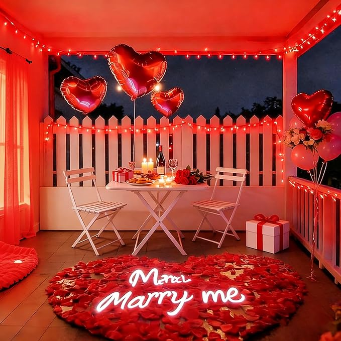 Red Valentines Decor Lights, 32.5FT 100 LED Valentine's Day String Lights Outdoor Indoor, 16 Lighting Mode Plug in Waterproof Fairy Lights for Wedding Party Bedroom galentines day Decorations
