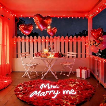 Red Valentines Decor Lights, 32.5FT 100 LED Valentine's Day String Lights Outdoor Indoor, 16 Lighting Mode Plug in Waterproof Fairy Lights for Wedding Party Bedroom galentines day Decorations