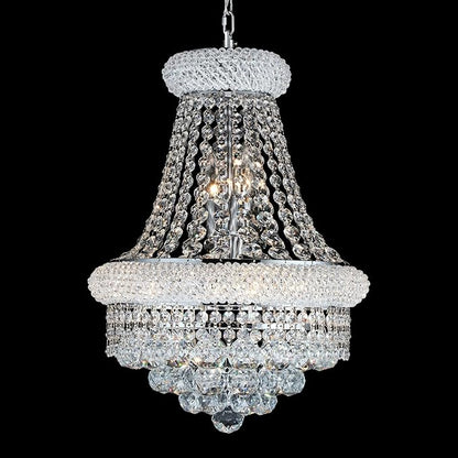 Crystal Chandeliers for Dining Room Light Fixtures Over Table, Empire Style K9 Crystal Chandelier for Living Room, 6 Lights Chrome Luxury Lighting Fixtures for Bedroom Kitchen Island Entryway D15 Inch