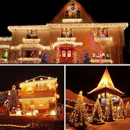 BHCLIGHT 75FT 1500 LED Cluster Christmas Lights, Christmas Tree Lights Outdoor 8 Modes with Timer & Remote, Firecrackers String Lights Waterproof for Garland Party Xmas Decorations, Warm White