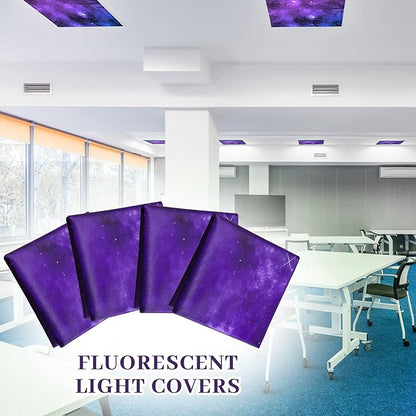 Patelai 8 Pack Fluorescent Light Covers for Classroom Ceiling 4 x 2 Feet Magnetic Light Covers Filter for Office School Drop Ceiling Supplies(Galaxy Style)