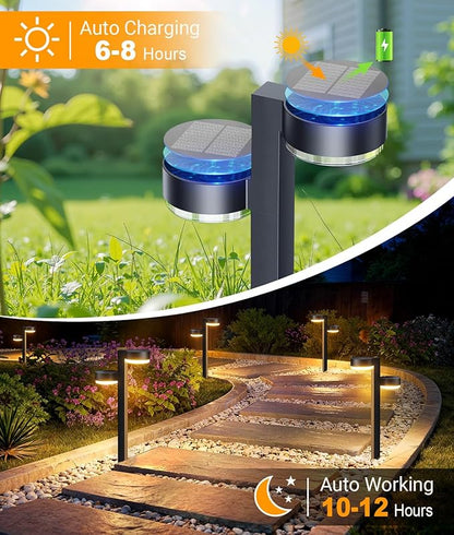 Brighter Solar Pathway Lights Outdoor, 2 Pack Dual-Head Solar Lights Outdoor Waterproof with 4 Head & 24 LED, Solar Powered Garden Light for Yard Path Walkway Driveway Sidewalk