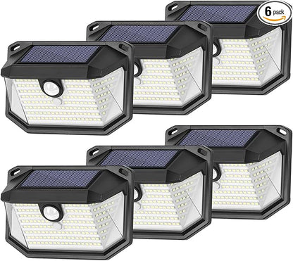 6-Pack Solar Wall Lights Outdoor with 3 Modes & Reflector, Waterproof Bright 178 LEDs Motion Sensor Security Lights, Solar Powered Flood Lights for Patio Garden Yard Porch Garage Front Door