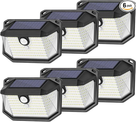 6-Pack Solar Wall Lights Outdoor with 3 Modes & Reflector, Waterproof Bright 178 LEDs Motion Sensor Security Lights, Solar Powered Flood Lights for Patio Garden Yard Porch Garage Front Door