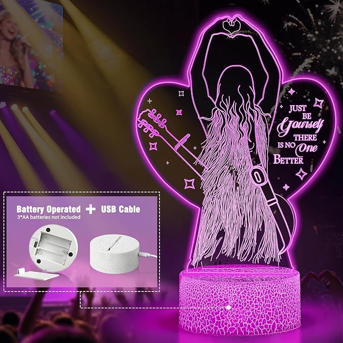 Teen Gir Gifts - Christmas Gifts for Music Fans, 16-Color LED Night Light with Remote & Touch, Cute Room Decor and Fan Gift, Birthday and Christmas Gifts for Teen Girls and Friends