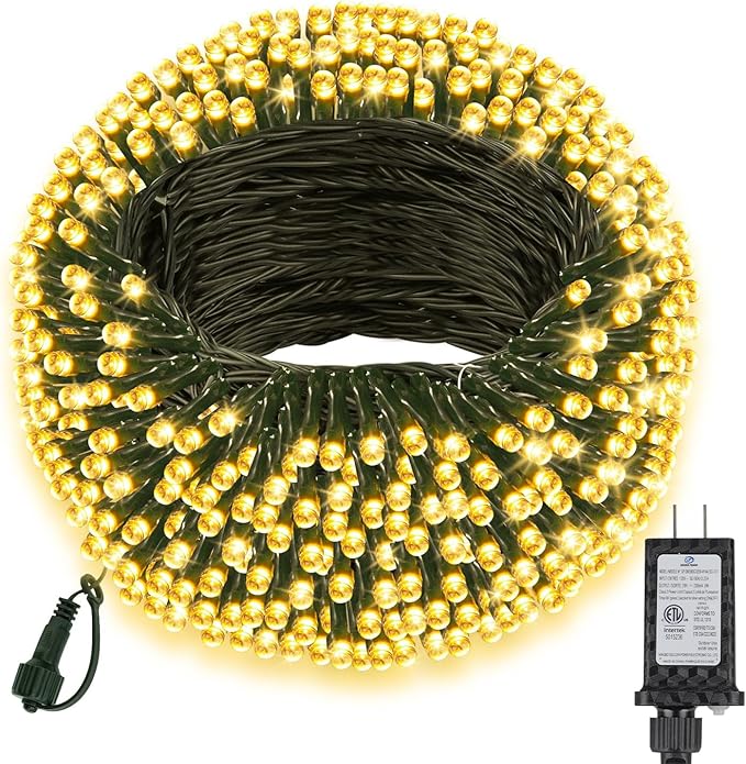 Extra Long 264Ft 800 LED Christmas Lights with Timer, Green Wire Fairy Starry String Lights Plug in, 8 Modes and Memory, forIndoor Outdoor Xmas Tree Wedding Party Decoration,Warm White