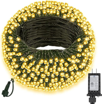 Extra Long 264Ft 800 LED Christmas Lights with Timer, Green Wire Fairy Starry String Lights Plug in, 8 Modes and Memory, forIndoor Outdoor Xmas Tree Wedding Party Decoration,Warm White