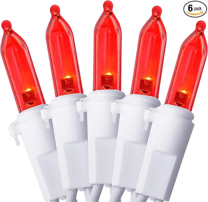 Holiday Essence 100 LED Red Christmas, White Wire 26.9 Feet Long String Lights Set for Outdoor/Indoor Décor, Valentines Day, Wedding, Halloween, Christmas Tree, Lighting Decorations, UL Certified