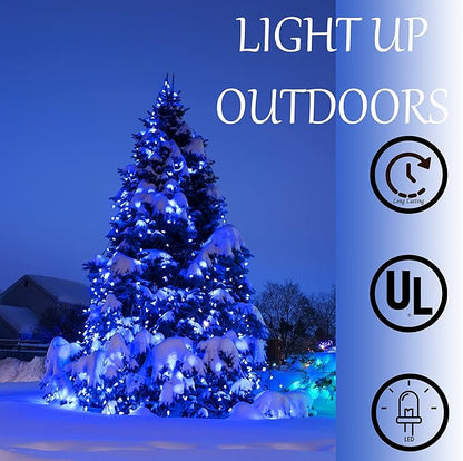 Holiday Essence - Blue LED Christmas String Lights, 100 Count Wire 26.9 Ft Incandescent Patriotic Memorial 4th July Traditional Light Set for Indoor & Outdoor Home Décor, Wedding Lighting Decoration