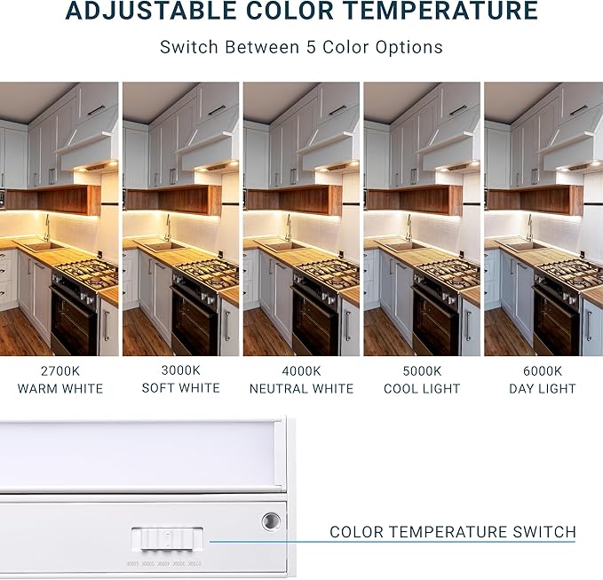 PARMIDA LED Swivel Under Cabinet Lighting, Hardwired or Plug-in Installation, 42 Inch, 22W, 5CCT Color Selectable - 2700K/3000K/4000K/5000K/6000K, Rotatable Lens, Dimmable, Linkable, 120V, 1760LM, ETL