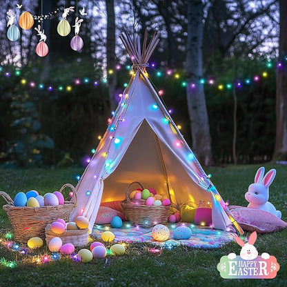 JMEXSUSS 500 LED Easter Lights Outdoor Indoor, 173ft Multicolor Easter String Lights, 8 Modes Pastel Light Plug in for Room Party Decorations