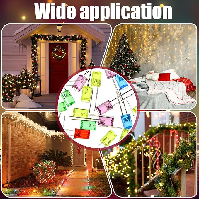 Mudder 400 Pcs Valentines LED 5mm String Lights Mini Replacement Bulb Energy Efficient LED Wire Light Set Connectable Home Decor Bulb for Festival Patio Garden Christmas Wedding Holiday(Rainbow Color)