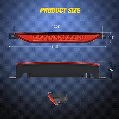 Nilight Third Brake Light Tail High Mount 3rd Stop Lights Red Lens for Dodge Caliber 2007-2012 Durango 2011-2017 Jeep Cherokee 2011-2017 Compass 2007-2016 Van SUV Rear Center Cab Lamp
