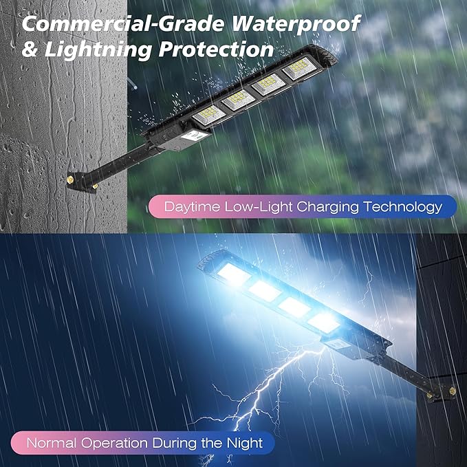 WYWNA Solar Lights Outdoor, 6000K LED Solar Lights Outdoor Waterproof, Solar Flood Lights Outdoor with Motion Sensor and Remote Control, Solar Street Light Dusk to Dawn 4-Pack