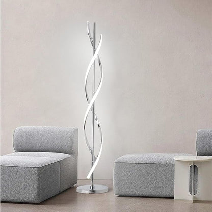 ADISUN 40W LED Modern Floor Lamp Remote Control Dimmable Spiral Floor Lamp Indoor Tall Lamp Floor Lamps for Living Rooms Family Rooms Bedrooms Offices Lighting (Silver)