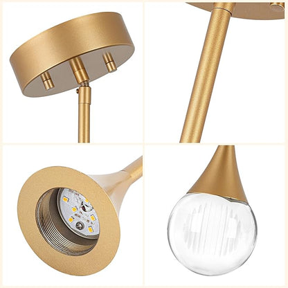 1-Pendant Lights Kitchen Island, Brass Gold Globe Crystal Ceiling Hanging Light Fxitures, LED Light Fixtures Metal Rod Ceiling Glass Pendant Lighting for Kitchen Island Dining Room Bar