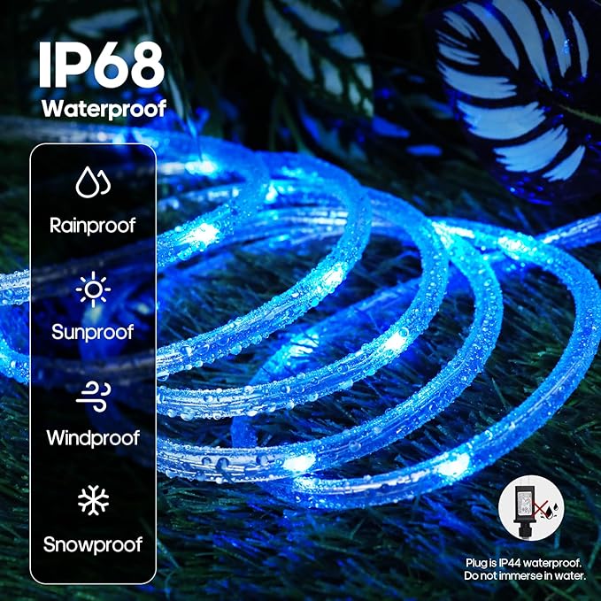 Rope Lights for Outside, 40FT 120LED Color Changing Rope Lights with Plug & Remote, 24 Colors RGB Twinkle Light Indoor Bedroom, LED String Light Outdoor Waterproof, Timer, for Christmas
