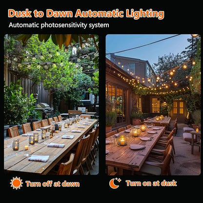 Kawaya Outdoor String Lights, LED Patio Light, Shatterproof Edison Globe Bulbs - IP65 Waterproof Dimmable Hanging Light