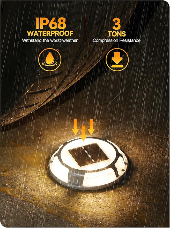 Solar Driveway Lights Dock Lights Waterproof 24 Pack, 2 Colors in 1 Outdoor LED Solar Deck Light, Solar Powered Walk Way Light Road Marker for Stair Pathway Patio