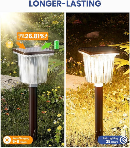 ALFIOT 12-Pack Super Bright Solar Lights Outdoor Waterproof,Adjustable Warm&Cool White, Solar Powered Garden Decor Landscape Lighting Outside for Front Yard/Patio/Walkway/Driveway/Lawn/Path Light