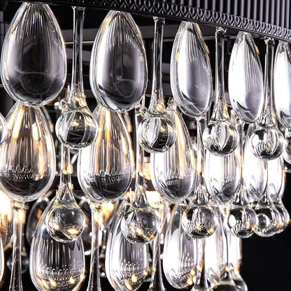 TOCHIC Crystal Chandeliers, 6-Light 3 Tiers Black Crystal Chandelier Light, Modern Farmhouse Luxury Light Fixture for Bedroom, Dining Room, Kitchen Island, Living Room, Entryway, 28"