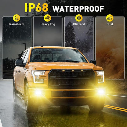 AUXITO 5202 5201 18000LM 1000% Brighter 3000K Golden Yellow LED Fog Light Bulbs, PS19W PS24W Fog Lights, 1:1 OEM Replacement for Cars Trucks SUVs, 3-Min Install, IP68 Waterproof, Pack of 2