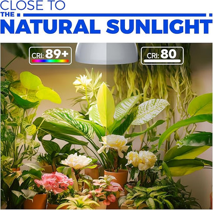 Barrina LED Grow Light Bulb, 50W (2 x 25W) Full Spectrum, with 16.4FT Power Cord, Hanging Grow Lights for Indoor Plants, Large Tall Plant, Garden, Flowers, Greenhouse, 2-Head