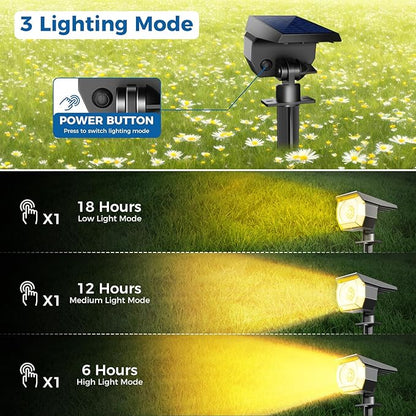 Peasur 18 Pack Solar Lights Outdoor, Spotlights Outdoor Waterproof 3 Modes, 2-in-1 Auto On/Off Solar Spot Landscape Lighting Outside for Tree Plants Yard Garden Pathway, Warm White