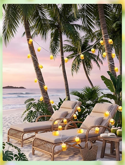 Outdoor Beer Mug String Lights Plug in, 8.5Ft 10 LED Tropical Beach Theme Beer String Lights for Cinco de Mayo Party Decorations, Hanging Tropical Party Lights Waterproof for Backyard Garden Bar Patio