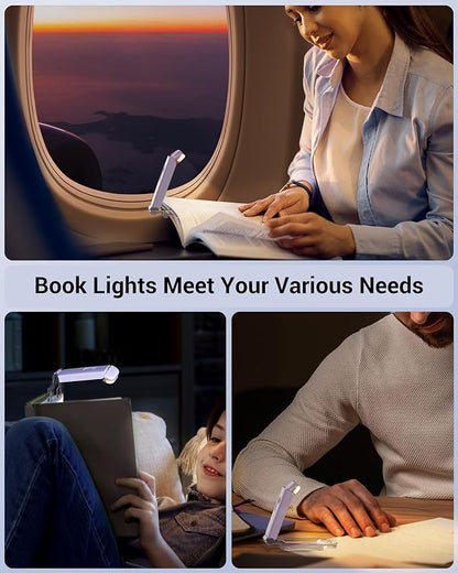 DEWENWILS USB Rechargeable Book Light for Reading in Bed, Clip-on LED Reading Lamps Portable Bookmark Lights for Kids, Book Lovers, Warm White, Brightness Adjustable for Eye Protection (Purple)