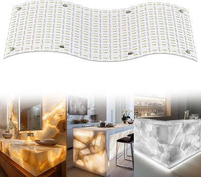 4 Pack LED Backlight Sheet 3000K-6500K Warm and Cold 24V 36W, Dimmable LED Panel Sheet Work with Alexa, Flexible Backlit Light Remote & APP Control, 19.7X9.7 Inch for Marble, Onyx, Quartz Countertop