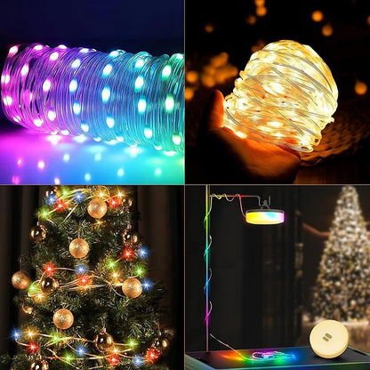 Camping String Lights, 4 in 1 Quick Storage Camping Essentials Gear 32.8FT Rechargeable Tent Lights with 6 Modes Hanging Waterproof LED Camp Lamp for Camping Hiking Patio Garden Festival-Warm White