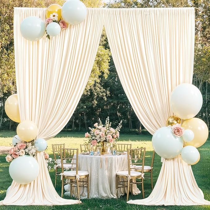 10x12 Champagne Backdrop Curtains for Wedding Party Wrinkle Free Backdrops Curtain Drapes Fabric Decorations Photo Back Drop Cloth for Baby Shower Photography Stage Reception 5ft x 12ft,2 Panels