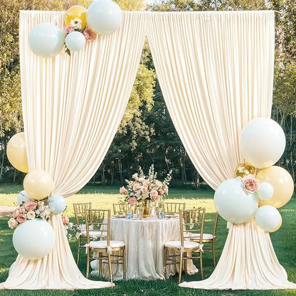 10x12 Champagne Backdrop Curtains for Wedding Party Wrinkle Free Backdrops Curtain Drapes Fabric Decorations Photo Back Drop Cloth for Baby Shower Photography Stage Reception 5ft x 12ft,2 Panels