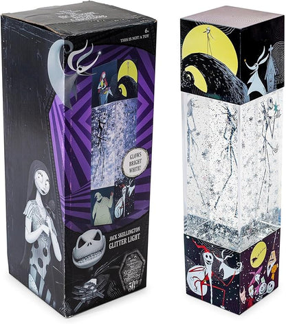 Nightmare Before Christmas Disney The Jack Skellington Glitter Motion Mood Light | Nightstand Table Lamp for Bedroom, Desk | 12 Inches Tall