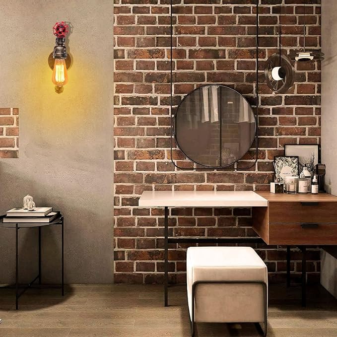 XEYOU Retro Wall lamp Vintage Industrial Steampunk Wall Sconce with Switch Metal Water Pipe Wall Mounted Light Fixture E26 Edison Bulb for Cafe Bar Restaurant Bedroom Livingroom