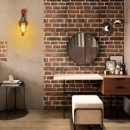 XEYOU Retro Wall lamp Vintage Industrial Steampunk Wall Sconce with Switch Metal Water Pipe Wall Mounted Light Fixture E26 Edison Bulb for Cafe Bar Restaurant Bedroom Livingroom