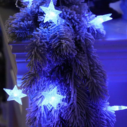 CESOF Blue Christmas Star String Lights Decorations, 20 FT 40 LED Battery Operated Twinkle Lights Cute Hanging Star Fairy Light for Bedroom Room Car Party Home Indoor Outdoor Xmas Tree Decor