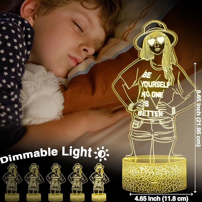 Be Yourself Mood Lights, Inspirational Gifts for Girls, 16 Colors 3D Illusion Lamp with Dimmable Remote & Timer, Room Decor for Music Fans Birthday Christmas