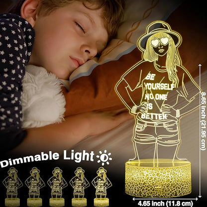 Be Yourself Mood Lights, Inspirational Gifts for Girls, 16 Colors 3D Illusion Lamp with Dimmable Remote & Timer, Room Decor for Music Fans Birthday Christmas