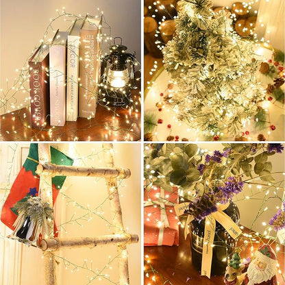 Fairy Lights Plug in, Dailyart 2000 Led Twinkle String Light with Remote 130Ft Waterproof 8 Modes Warm Cluster Lights with Timer for Bedroom Wreath Window Wedding Christmas Tree Decoration, Green Wire
