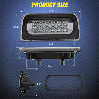 Nilight Third Brake Light Tail High Mount 3rd Stop Lights Smoked Lens Compatible with Chevy S10 and GMC Sonoma 1994-2003 Isuzu Hombre 1996-2000 Truck Rear Center Cab Lamp