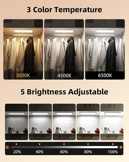 EZVALO 5000mAh Under Cabinet Lighting, 200LM Motion Sensor Light Indoor, Rechargeable Magnetic Under Counter Lights, 3-Inch Wide Panel Dimmable Closet Light for Pantry, Wardrobe, Hallway, Kitchen etc.