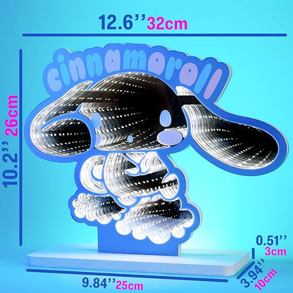 Get Trend Hello Kitty Sanrio 3D LED Light, Infinity Mirror Effect, USB Night Light, Bedroom Lamp, Cinnamoroll Kawaii Gifts for Girls Teens Women (Multi Cinnamoroll)