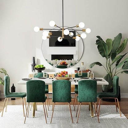 RUIYEY Modern Chandelier Ceiling Light Fixture - Sputnik Chandeliers Gold and Black Farmhouse 12-Light Height Adjustable for Dining Room, Living Room, Kitchen Island