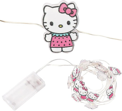 Silver Buffalo Sanrio Hello Kitty Strawberry Dress 20ct Decorative String Lights, 7 Feet Long, Battery Powered (2 AA Batteries Included), Cool White LED, Indoor Use Only