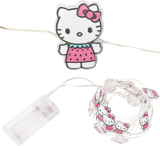 Silver Buffalo Sanrio Hello Kitty Strawberry Dress 20ct Decorative String Lights, 7 Feet Long, Battery Powered (2 AA Batteries Included), Cool White LED, Indoor Use Only