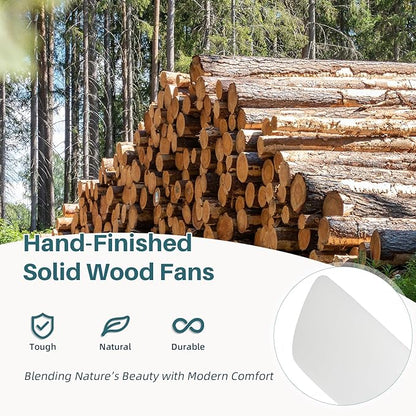 CACI Mall 52 Inch Smart Ceiling Fan without Light, Flush Mount, 3 Blades Solid Wood, Low Profile, Modern, Outdoor/Indoor Ceiling Fans No Light for Bedroom/Farmhouse/Patio