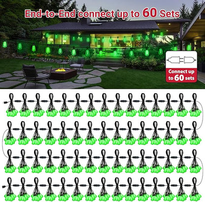 LAMPHOME 2-Pack 26Ft ST38 Green St Patrick's Day Patio Lights, Outdoor String Lights with 12+1 Shatterproof LED Edison Bulbs, Waterproof String Lights for Bistro Christmas Party Decor